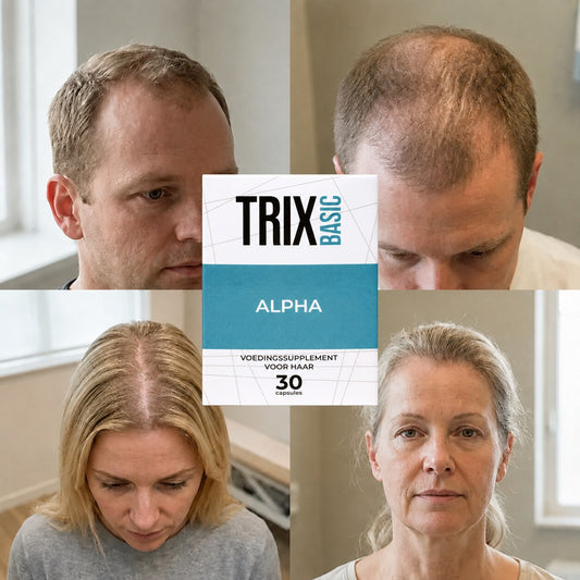 TRIX Basic Alpha bij haarpatronen passend bij alopecia androgenetica bij mannen en vrouwen.